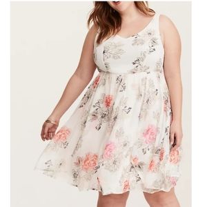 Torrid white floral chiffon mini dress